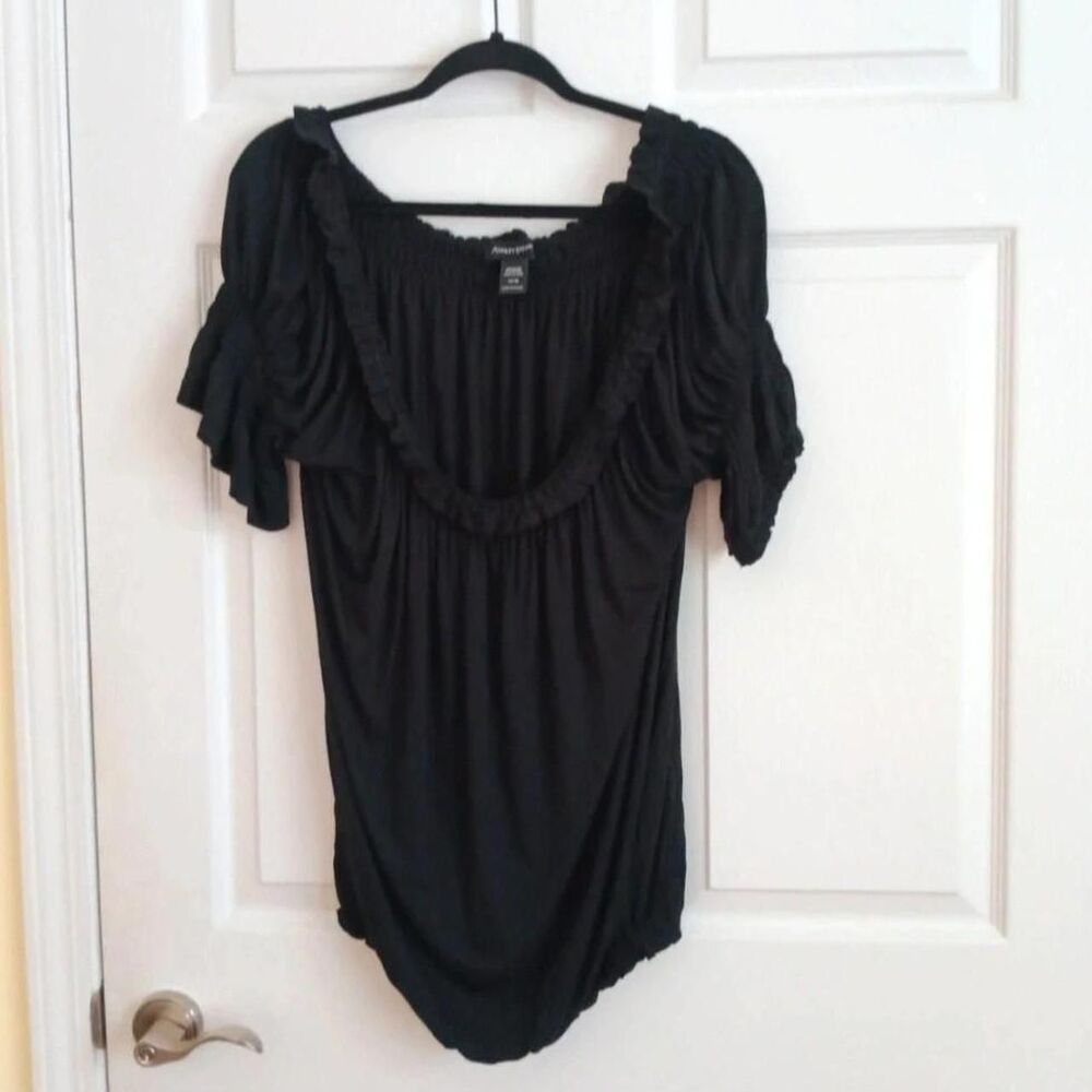 Ashley Stewart Black Off-The-Shoulder Top Size 14/16